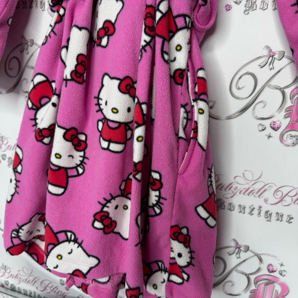 Hello kitty robe 2007 vintage dead stock fleece pink waist tie belt pockets - Picture 3 of 8